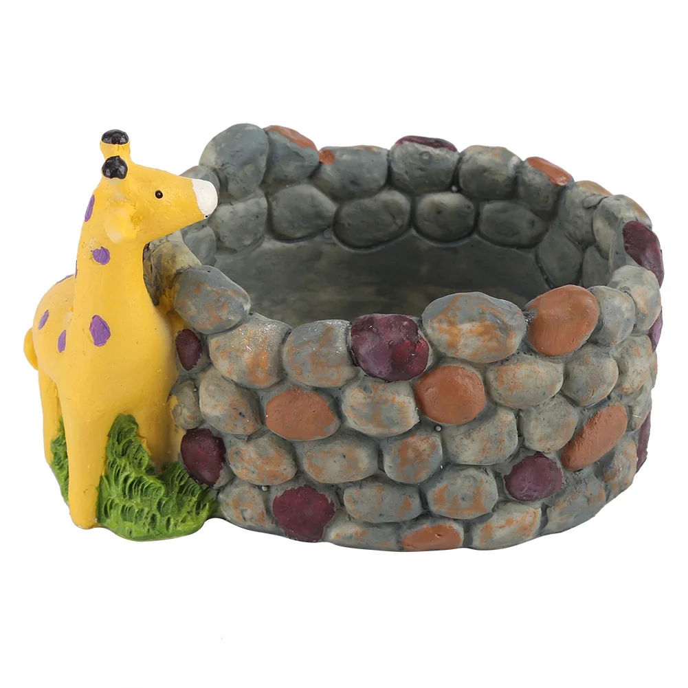 Shexton Plant Pot Flower Creative Resin Succulent Plant Pot Container Herb Flower Basket Planter Home Garden Decor(The giraffe)