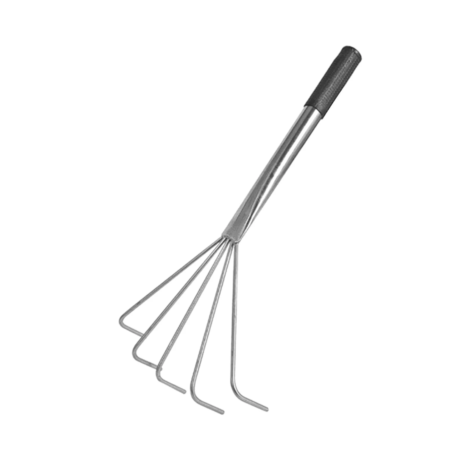 koolsoo Gardening Hand Rake Grass Rake 5 Tines with Ergonomic Handle Stainless Steel Rake Small Leaf Rake for Planting Soil Loosening Handle length 28cm