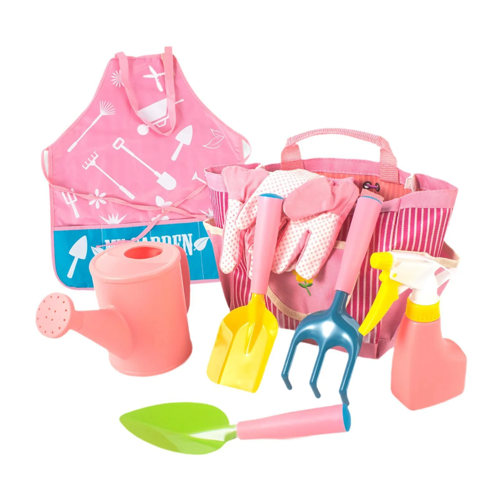 figatia Kids Gardening Tool Set Garden Apron Plant Tools Set for Outdoor 8 Pieces in 1 Set