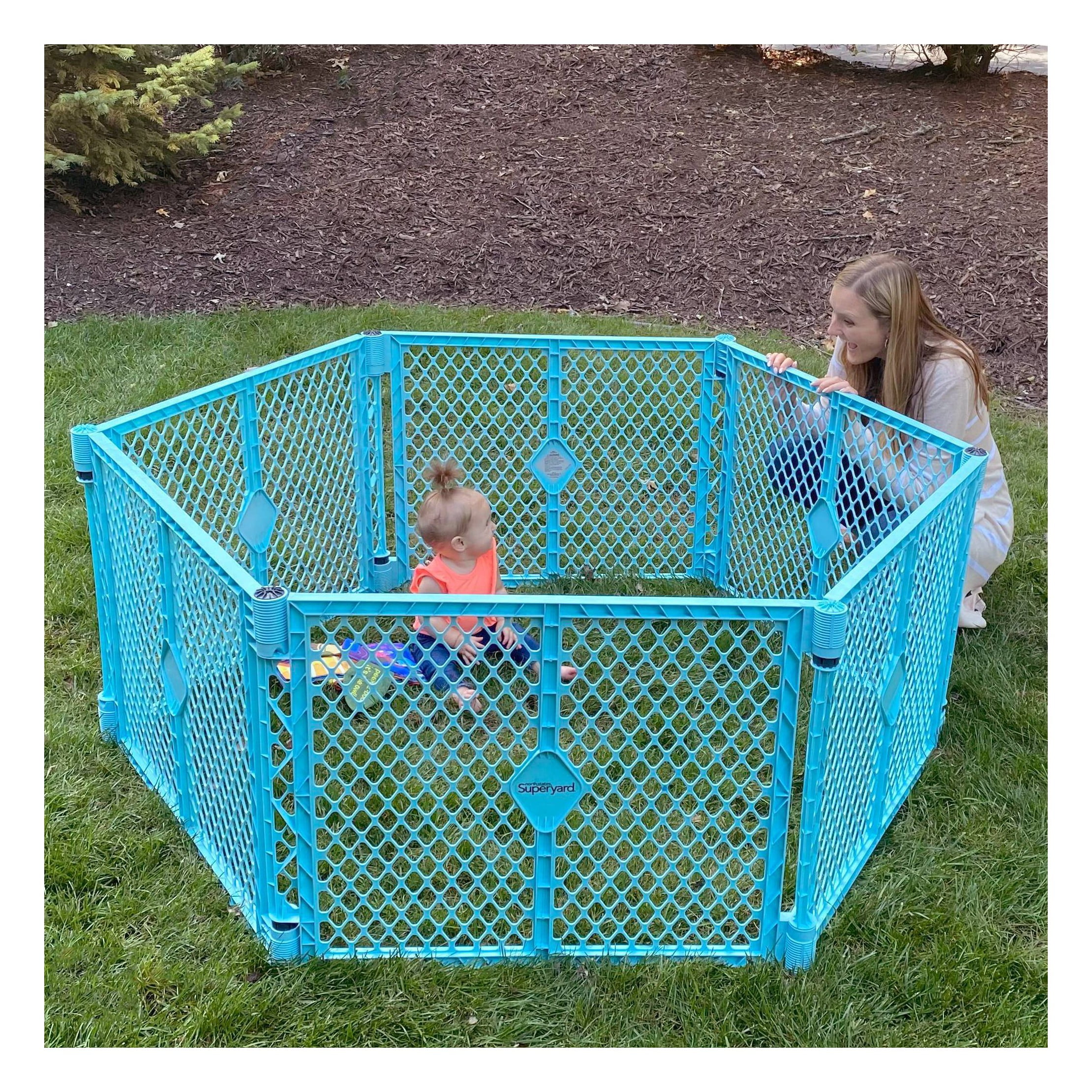 Superyard 6-Panel Baby Gate - Aqua Blue
