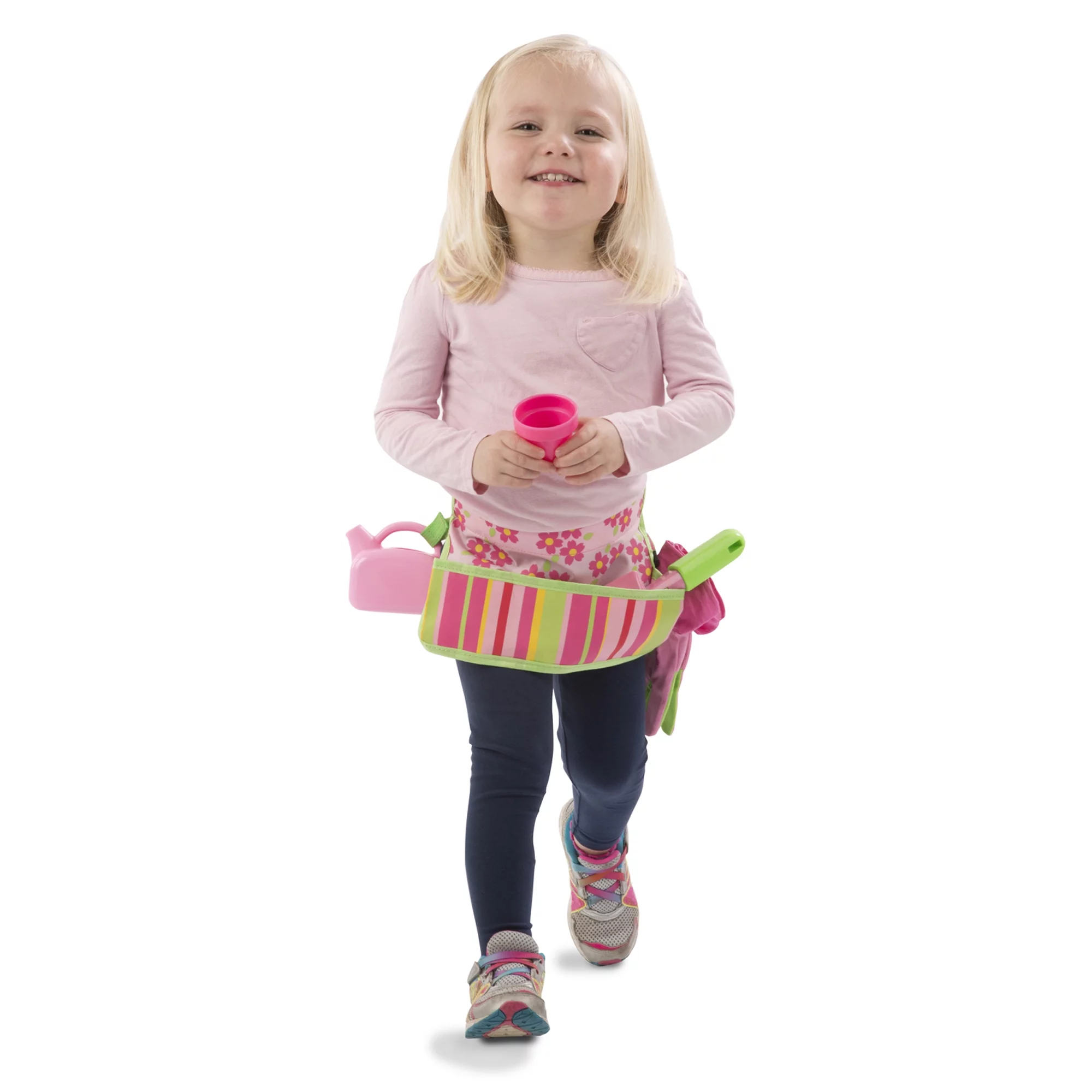 Melissa & Doug Sunny Patch Blossom Bright Garden Tool Belt Set With Gloves, Trowel, Watering Can, and Pot