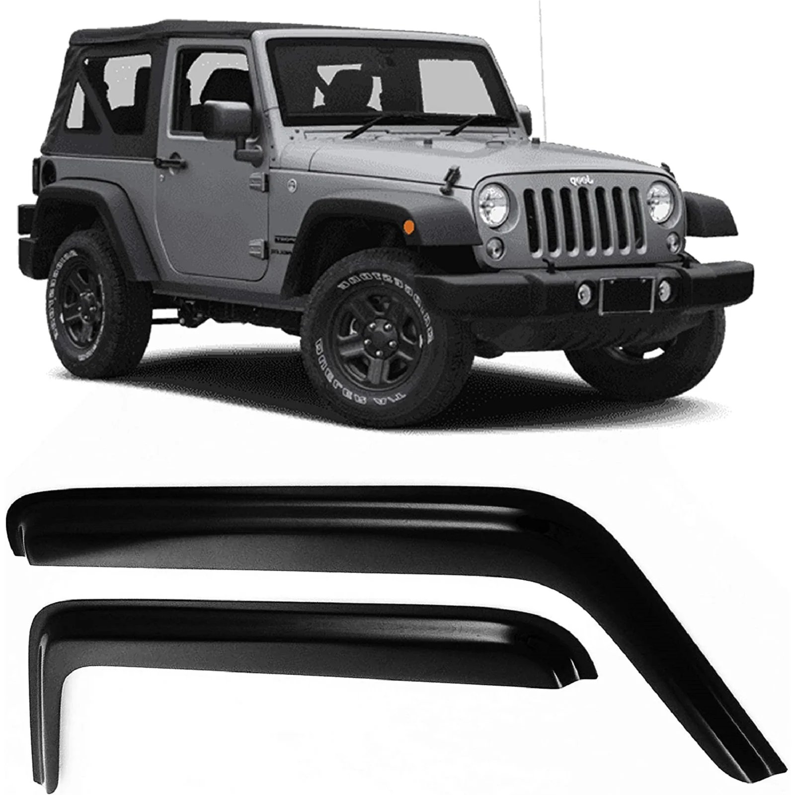 JSP Window Vent Visor For Jeep Wrangler JK 2dr 07-17 Rain Guard Deflector