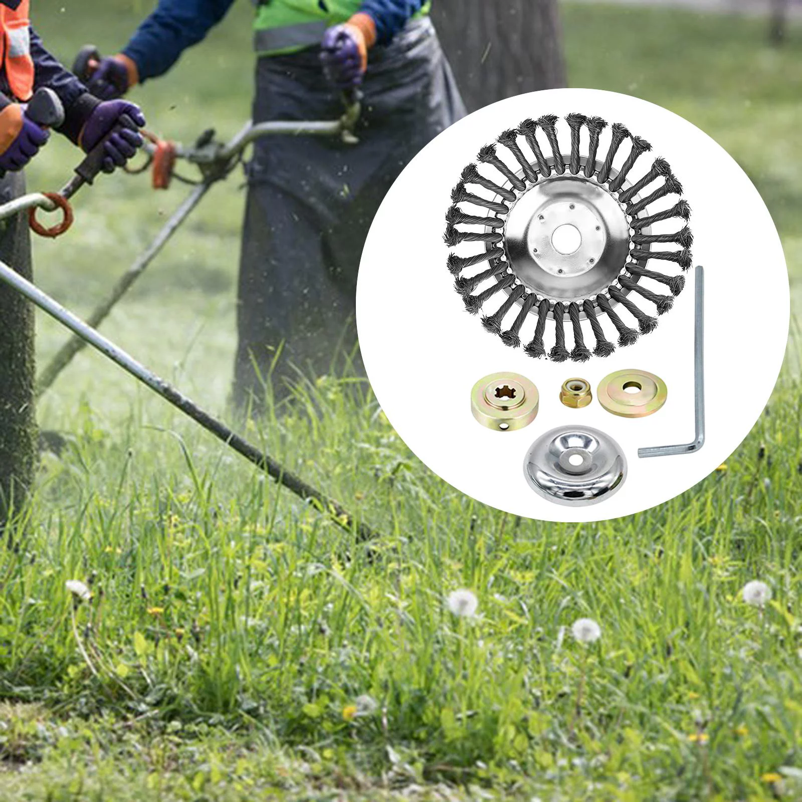 Rotary weeds Brush Joint, Grass Rust Removal, Garden Power Tools, Steel Wire Brush Cutter Strimmer Head 6inch