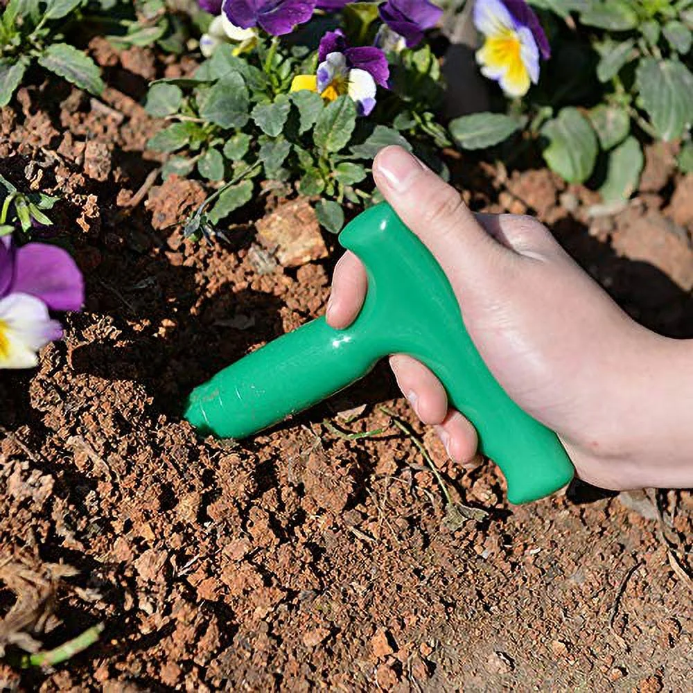 Oumefar 5Pcs Handheld Plastic Transplanting Widger Planting Tools Dibber Soil Digger Hole Punch Sowing Seeds Dispenser Garden Supplies Grip Seedling Puncher