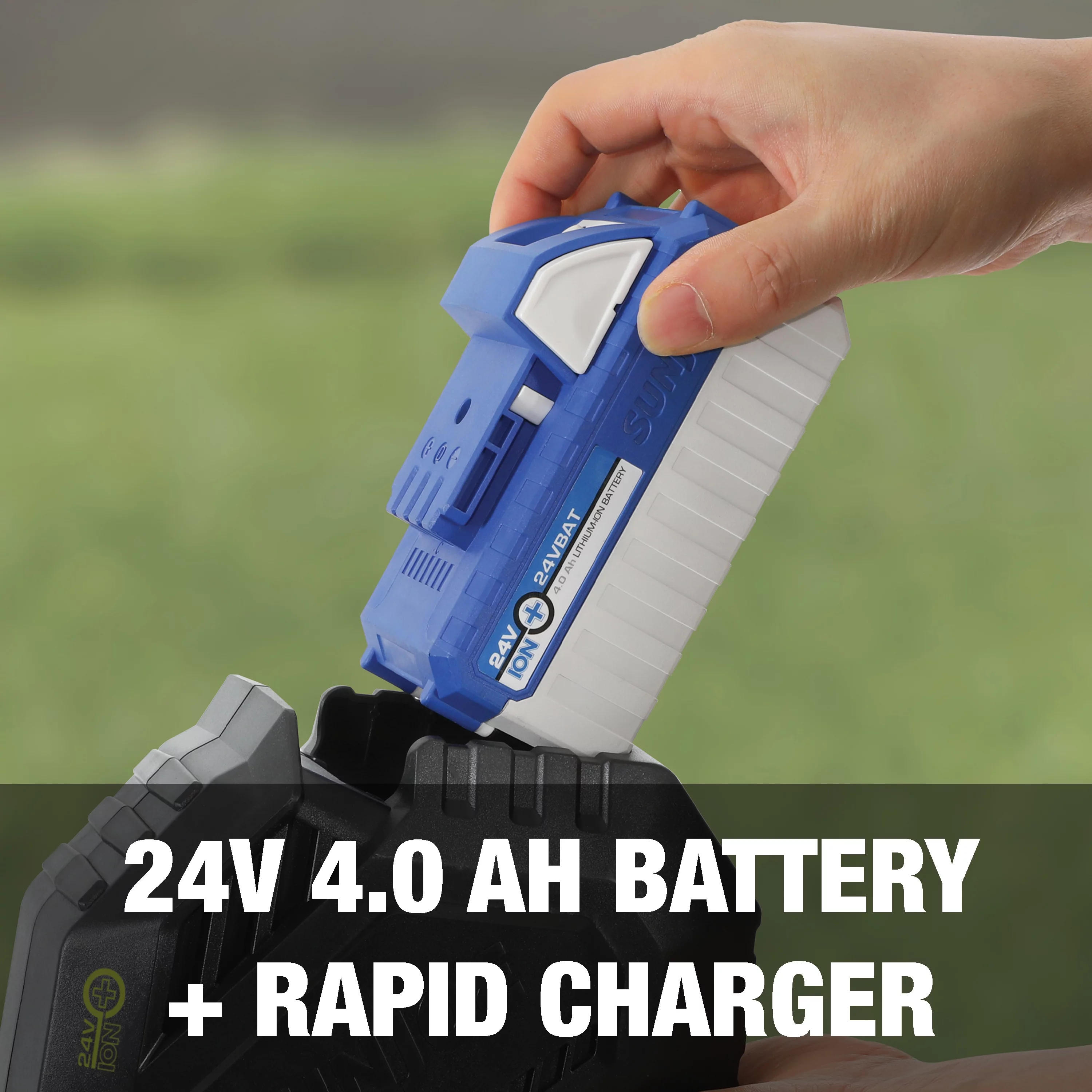 Sun Joe 24V Cordless 14-inch Dual-Line String Trimmer, 2-Speed, 450W Brushless Motor, 4.0-Ah Battery & Charger