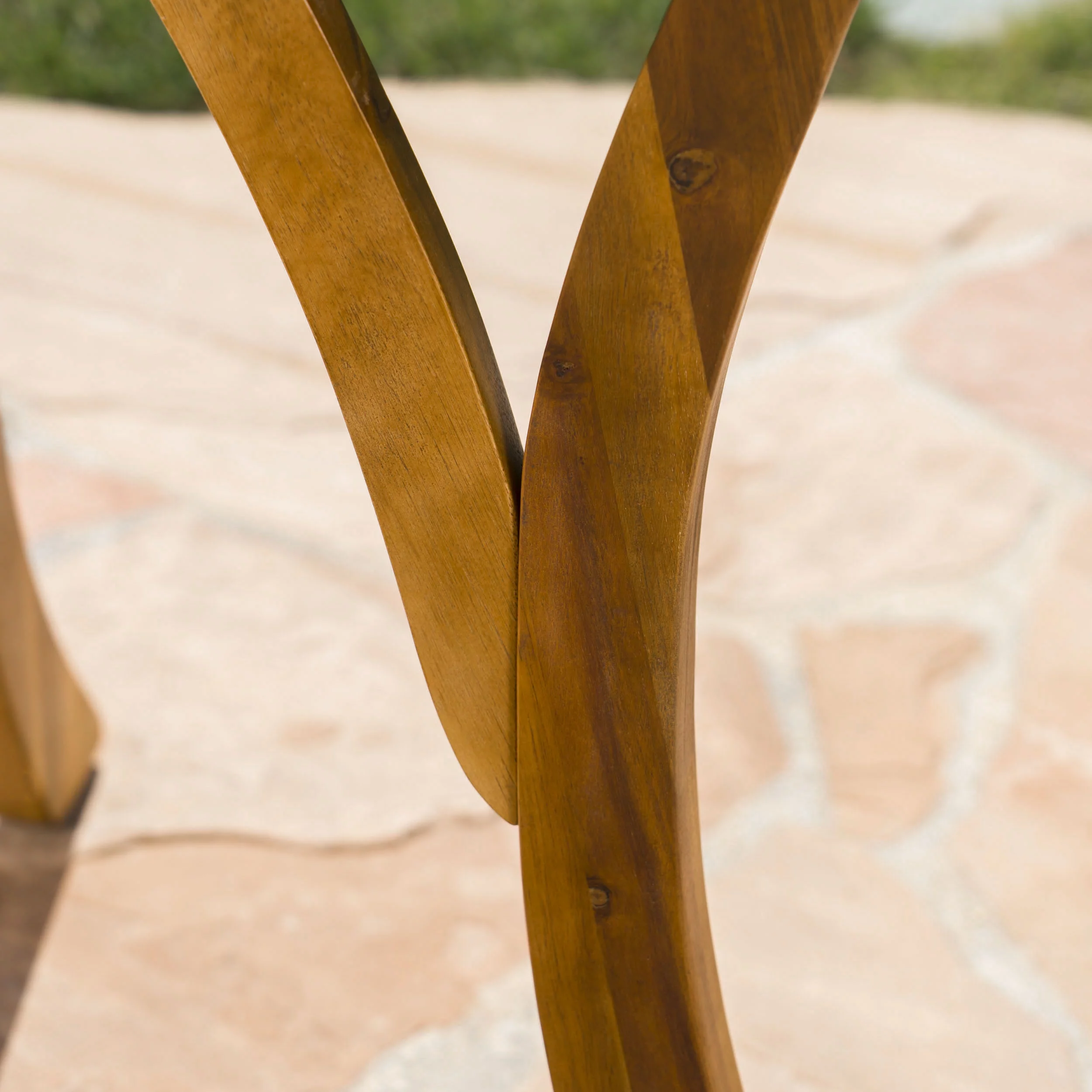 Hayden Outdoor 5 Piece Acacia Wood and Wicker Dining Set with Cushions, Teak, Multibrown, Crème