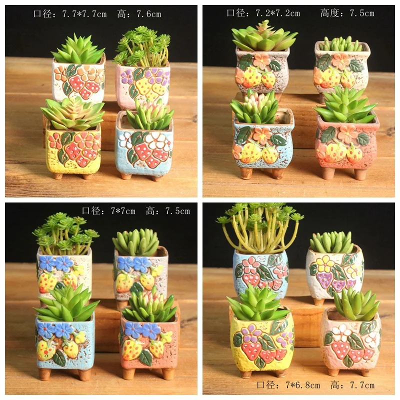 Hand-Painted Ceramic Succulent Planter - Thumb Pot Desktop Plant Pot