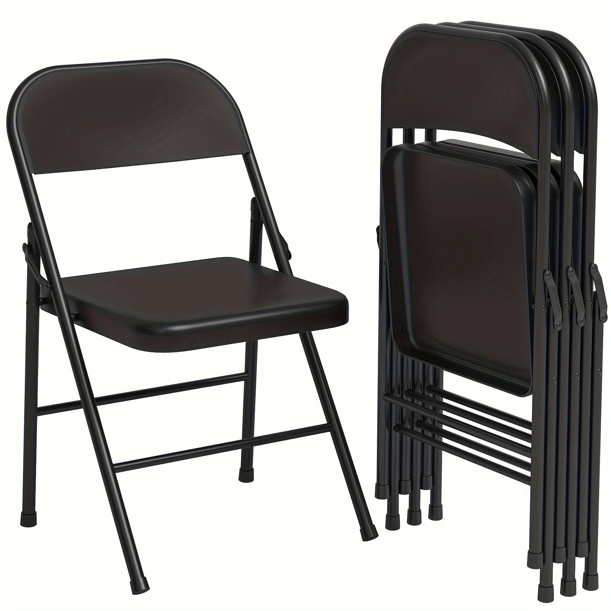 4-Pack Heavy-Duty Foldable Chairs – Portable Design, 350lbs Capacity, Metal Frame – Ideal for Dining, Office, Camping & Events