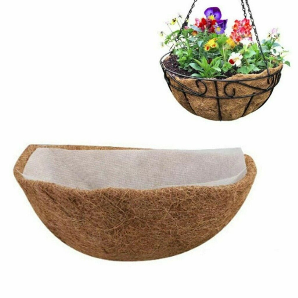 Cocobaby 2Pcs 16 Inches Half Round Thick Coconut Fiber Plant Basket Liner and 2 Linings