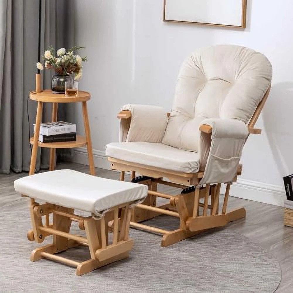 QYFZBIM Glider Rocker Replacement Cushions with  Pocket  5PCS  Soft Velvet Thickened  Washable Nonslip  Universal for Use in Glider Rocking Chair  Light Grey