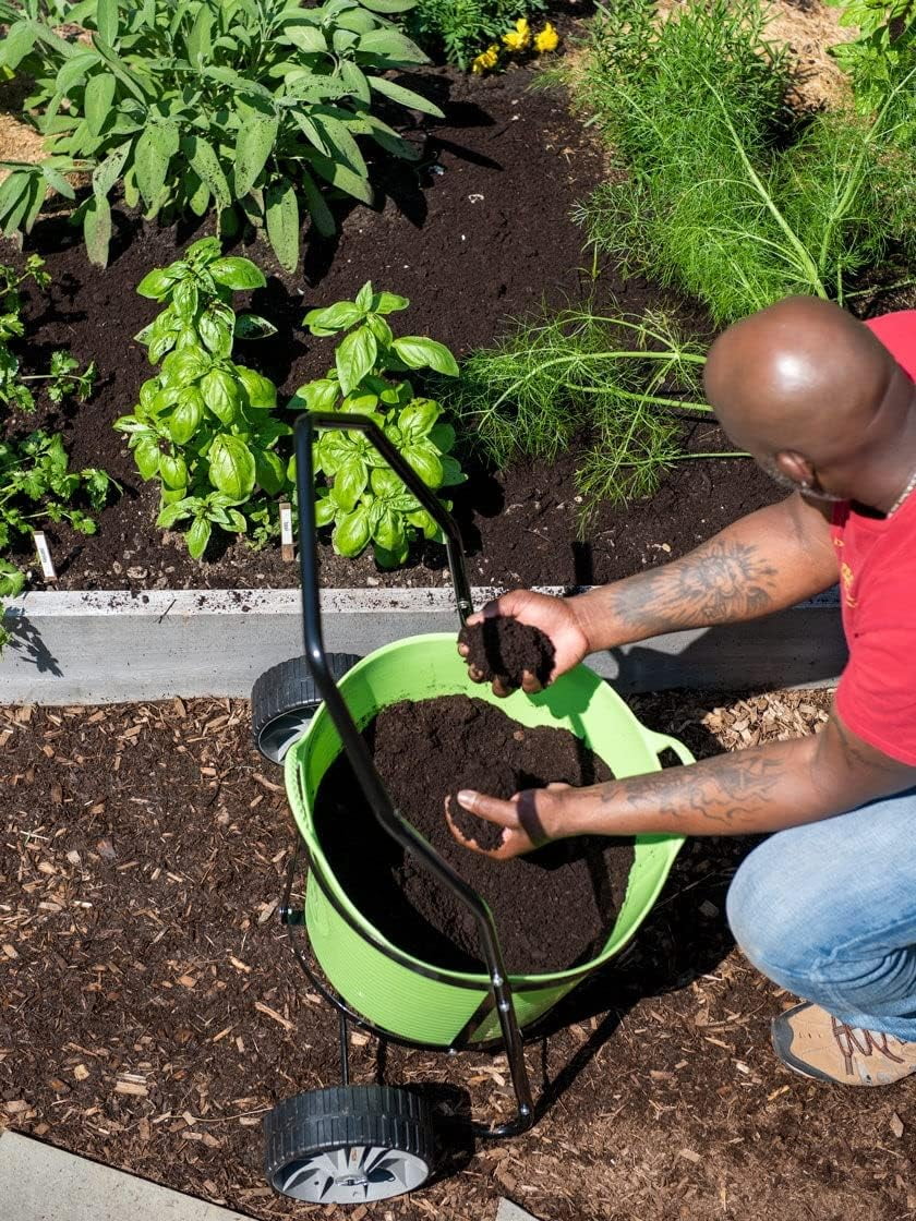 Garden Cart With Tubtrugs | Multi-Purpose Mobile Gardening Caddy with 11 Gallon Bucket | Outdoor Gardening Clean-up & Garden Tools Utility Cart - Holds up to 50 lbs