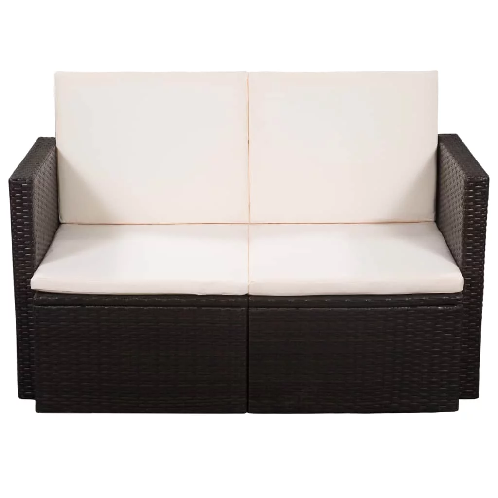 Andoer 2 Seater Garden Sofa with Cushions Brown Poly Rattan