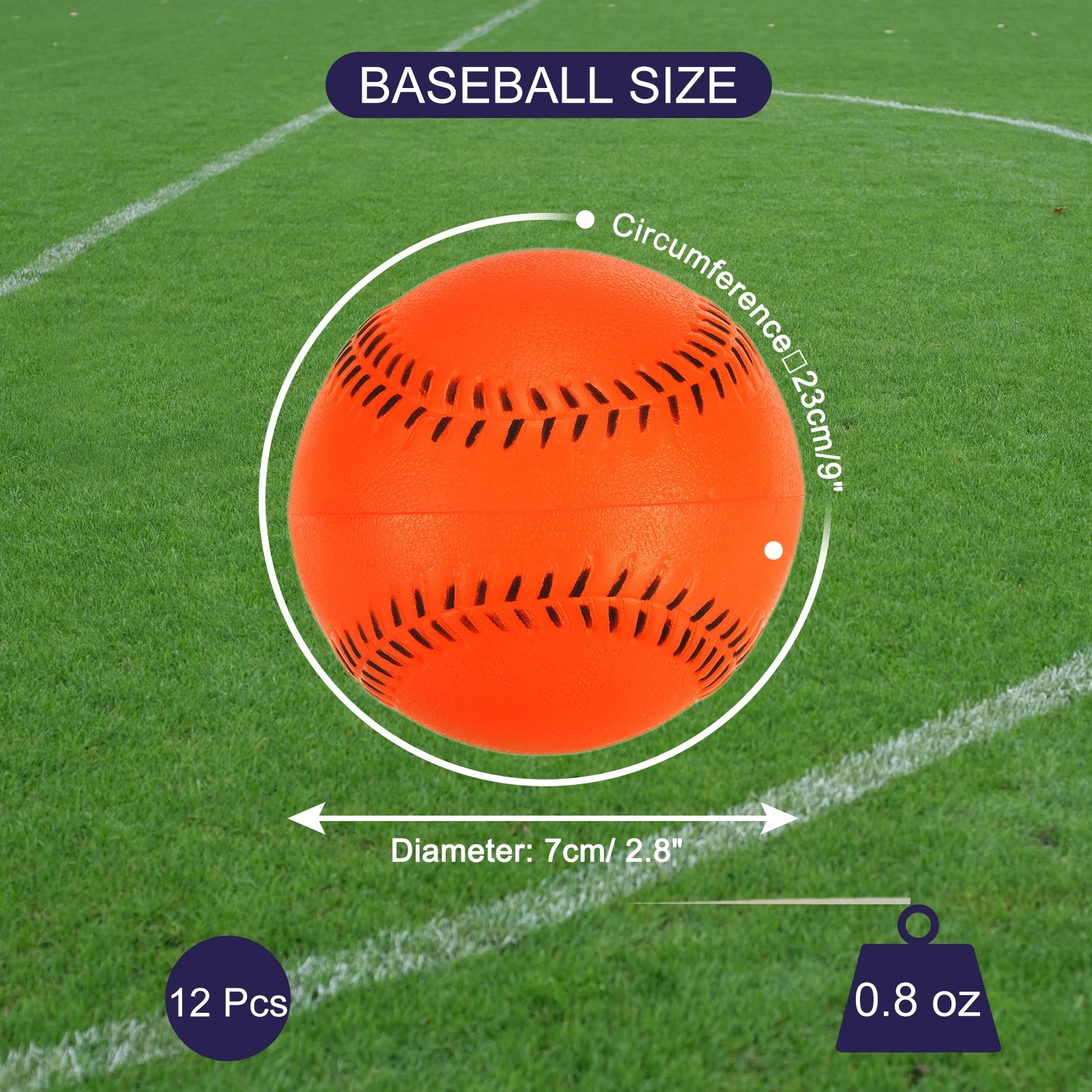 Uxcell 9 Inch Baseball Soft Foam Baseballs Bulk Training Baseball Unmarked Baseballs for Youth, Orange 12 Pack