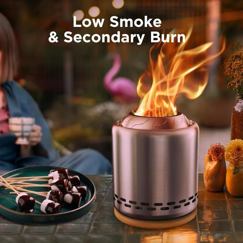 Tabletop Fire Pit with Stand, Low Smoke , 360° Airflow Mini Fire Pit