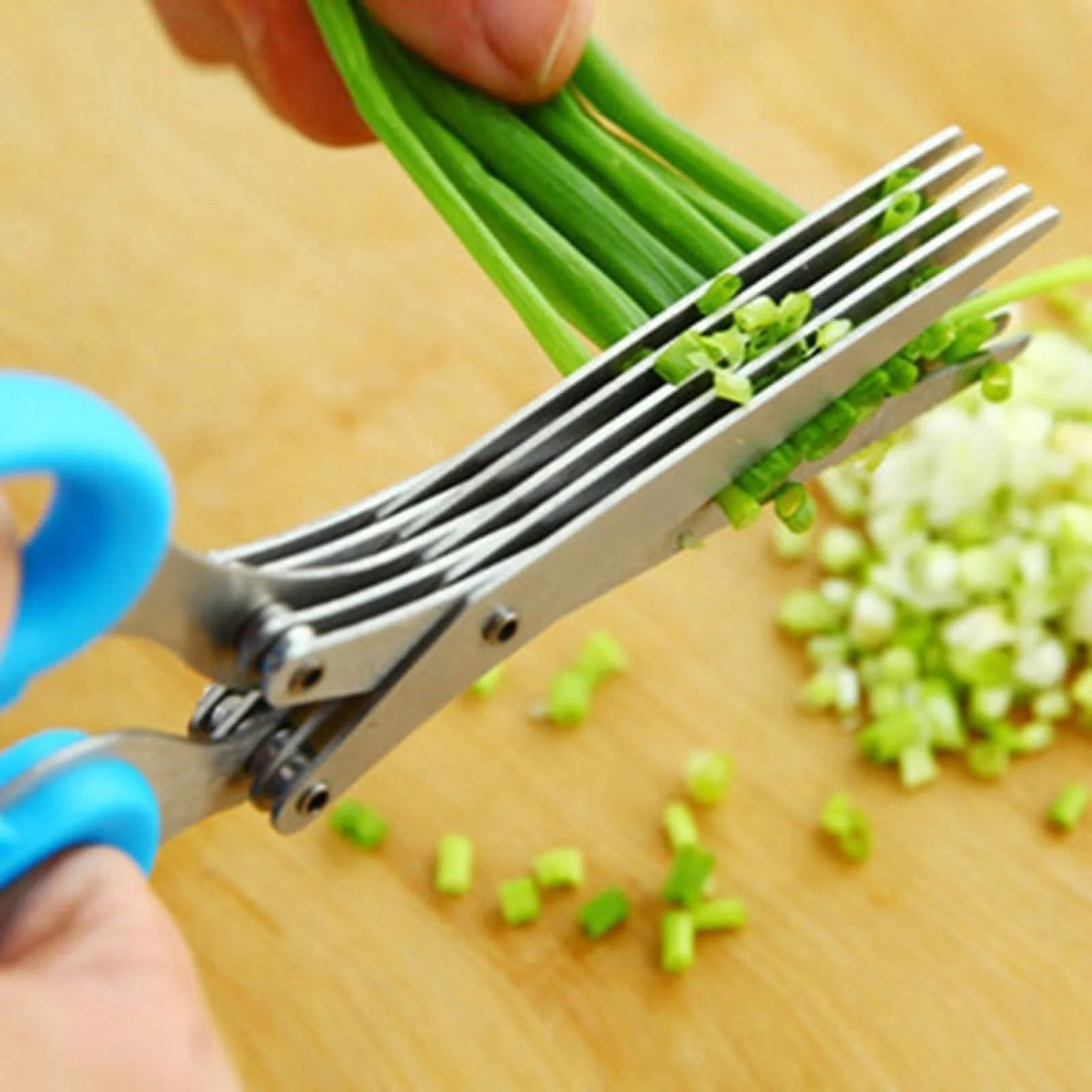 Herb Scissors with 5 Blades , Cut Chop and Mince Fresh Herbs & Leafy Greens - Stainless Steel Kitchen Shear