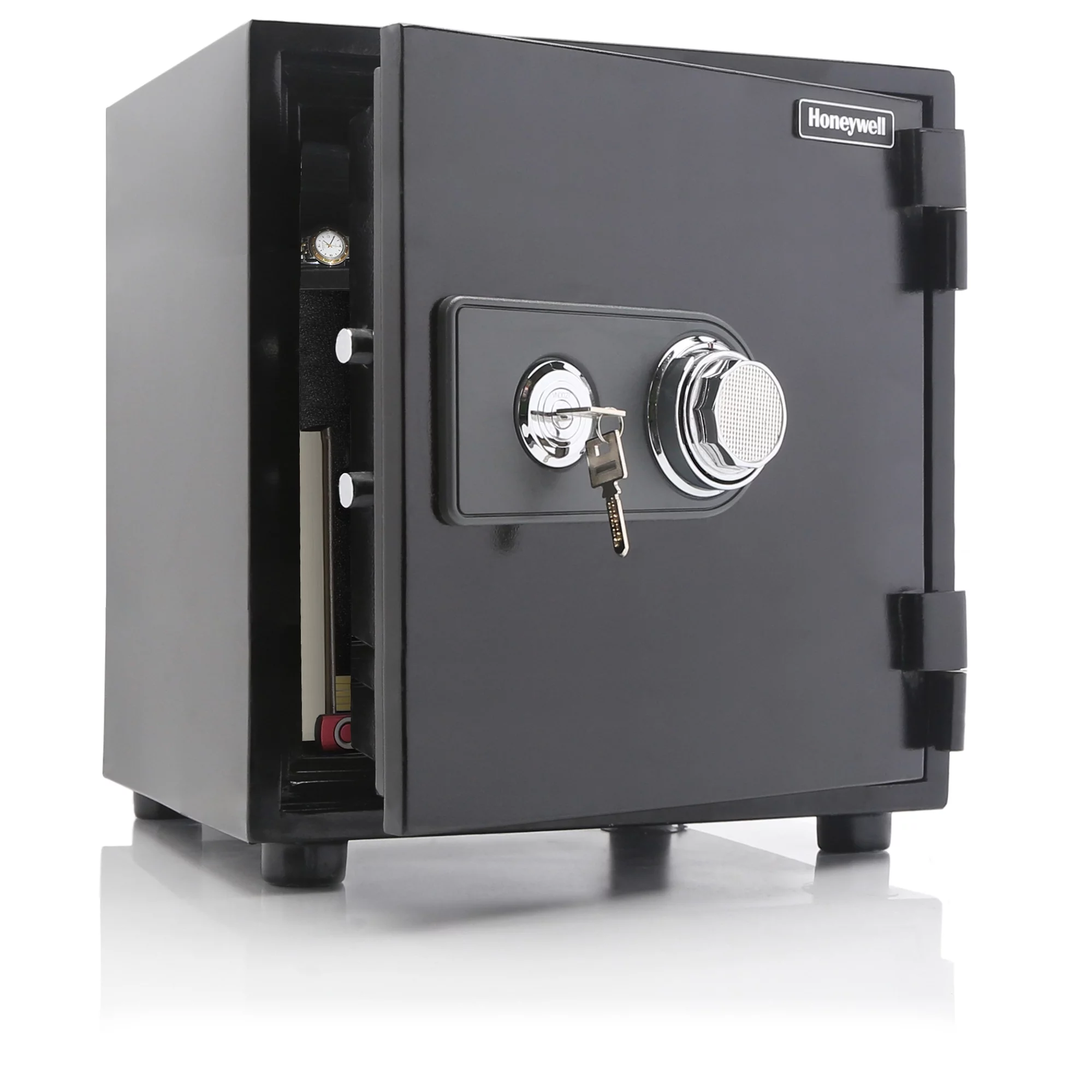 Honeywell 1.23 cf Steel 2 Hour Fireproof Water Resistant Security Safe Dual Dial & Key Lock, 2105