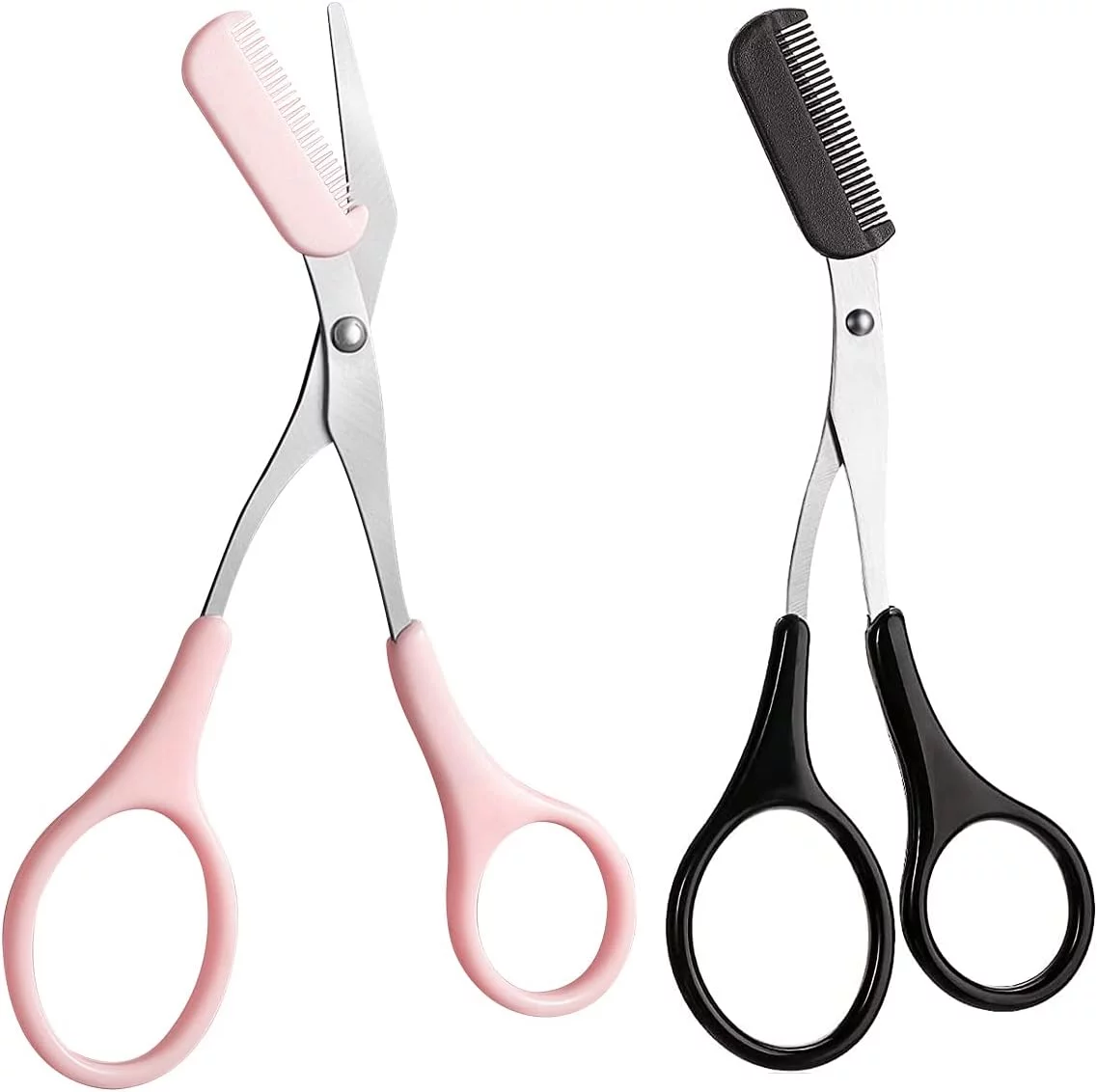 2PCS Eyebrow Trimmer Scissors with Comb Professional Eyebrow Comb Scissors Stainless Steel Precision Eyebrow Scissors Eyebrow Trimming Tool Small Eyebrow Grooming Beauty Tool for Men Women