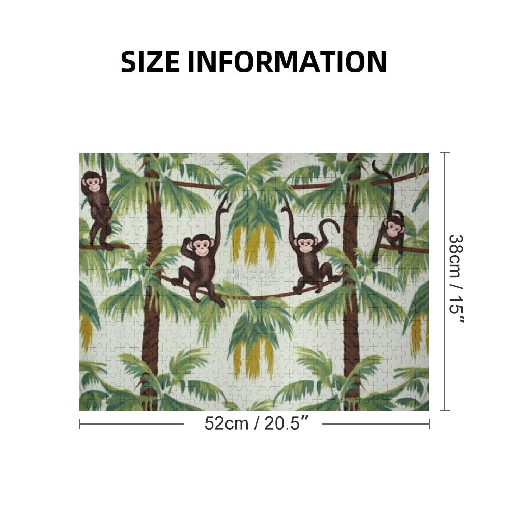 ONETECH Monkeys Palm Trees Jungle Wooden Jigsaw Puzzle Challenging Difficult Wood Puzzles for Adults Gift for Family Friends 500 PCS
