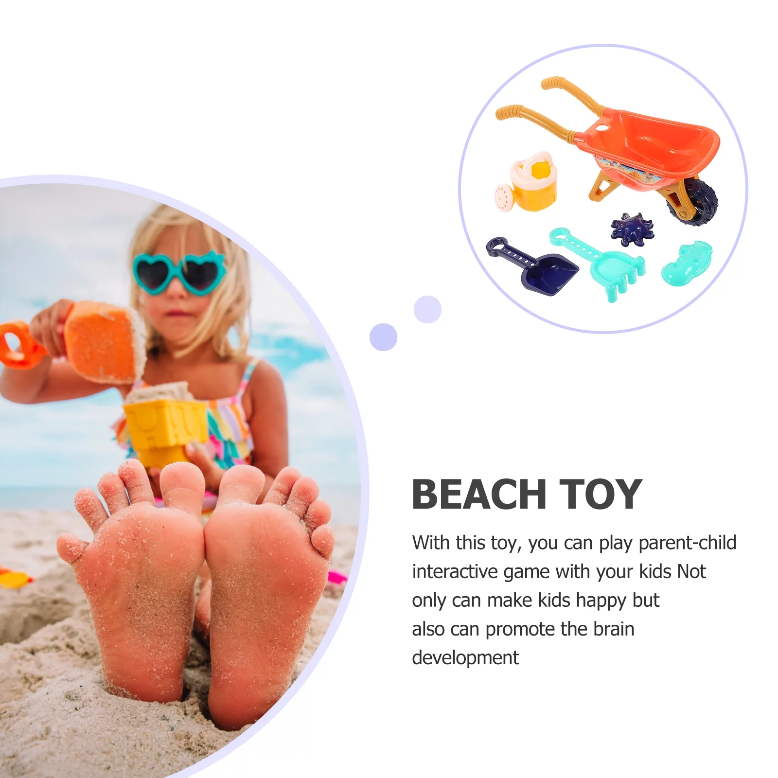 Qumonin Travel Essentials Wheelbarrow 6Pcs Beach Sand Set for Boys and Girls