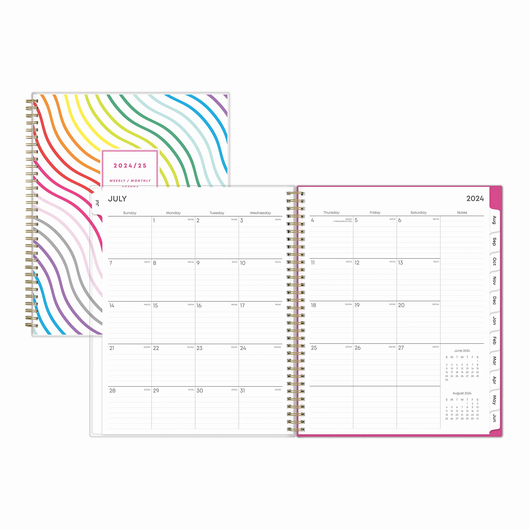 2024-25 Weekly Monthly Planner, 8.5x11, by Blue Sky, Rainbow Wave
