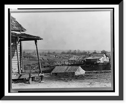 Historic Framed Print, New outskirts of town, showing Negro houses and soil erosion. Tupelo, Mississippi, 17-7/8