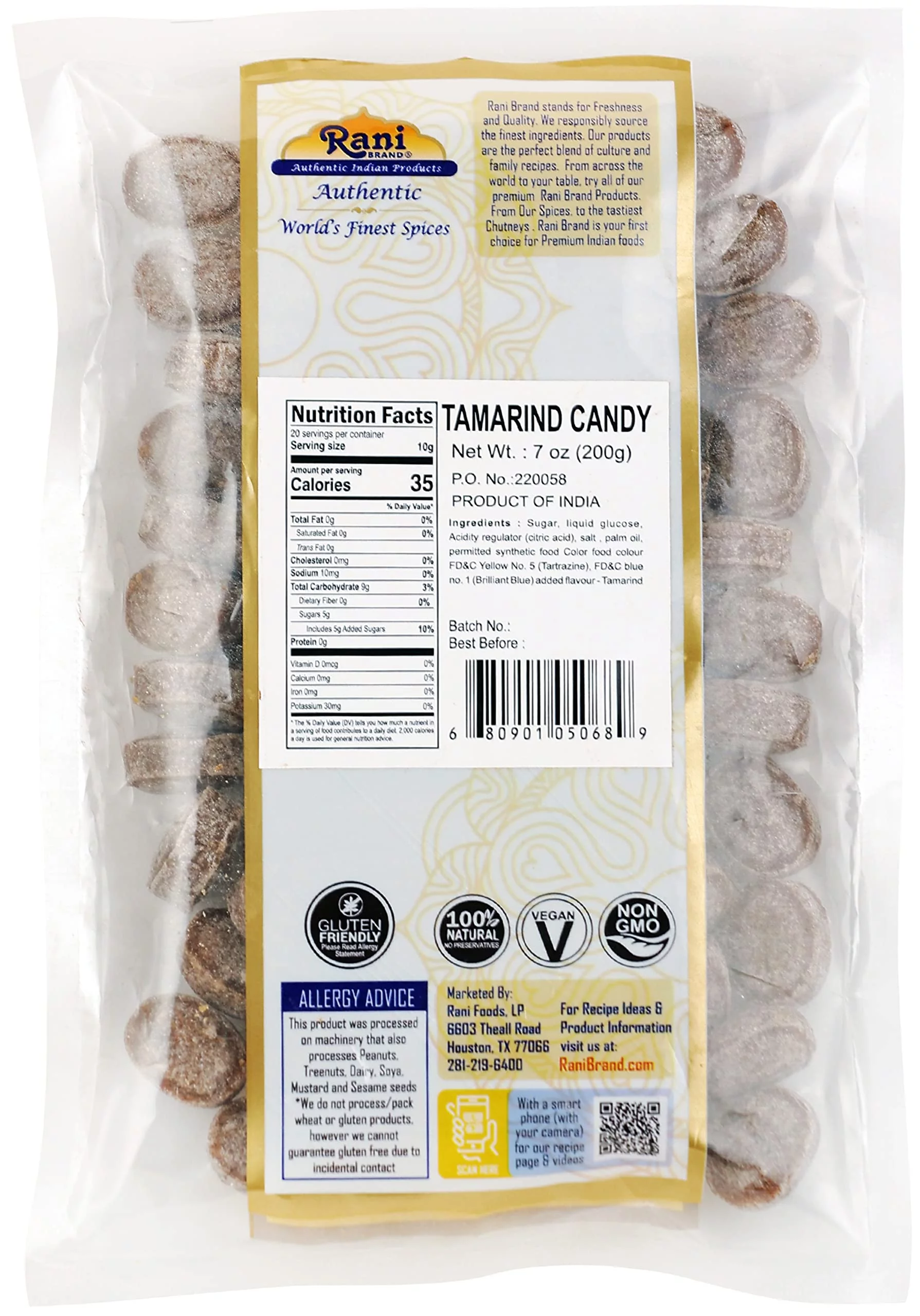 Rani Tamarind Candy 7oz (200g) ~ Indian Tasty Treats | Vegan | Gluten Friendly | NON-GMO | Indian Origin