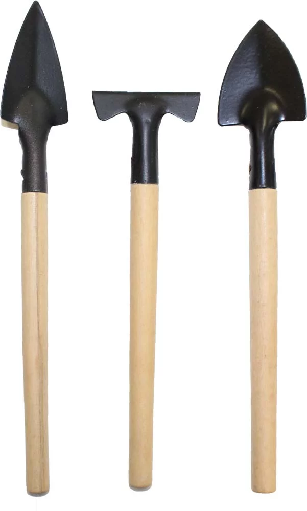 HAWK 3-Piece Mini Garden Tool Set | Steel Spades & Raking Tool | Solid Wooden Handles | Ideal for Potted Plants & Precision Gardening
