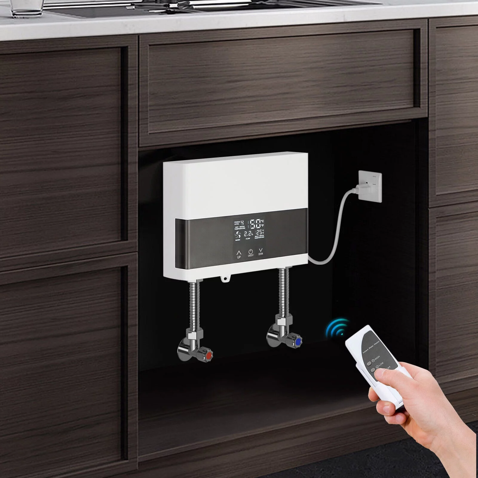 Electric Tankless Water Heater 110V Constant Temperature Instant Hot Water Heater 4000W Silver/White