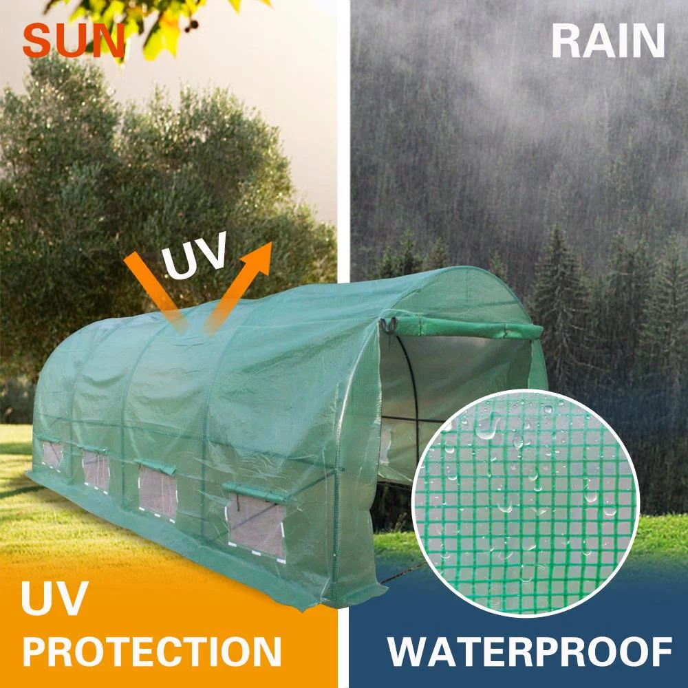 UBesGoo 20' x10' x7'  Walk-In Tunnel Greenhouse w/ Roll up Backyard Green