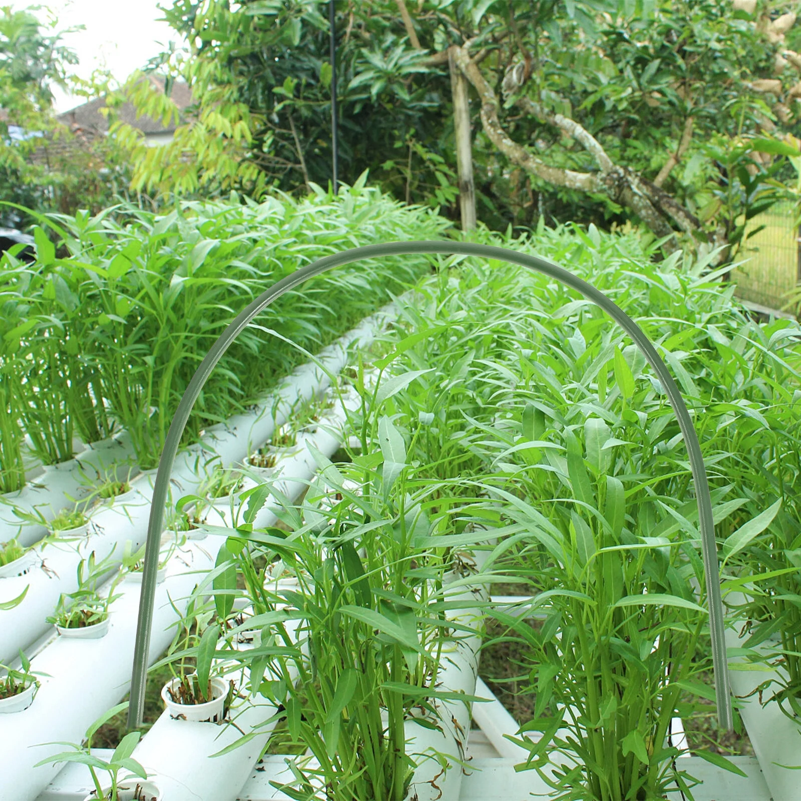 Gongxipen 5PCS Greenhouse Shed Bracket Plastic Coated Steel Pipe Support Holder Arch Shaped Gardening Hoops Sturdy Gardening Art Arch Stand for Gardening Use Green Random Style