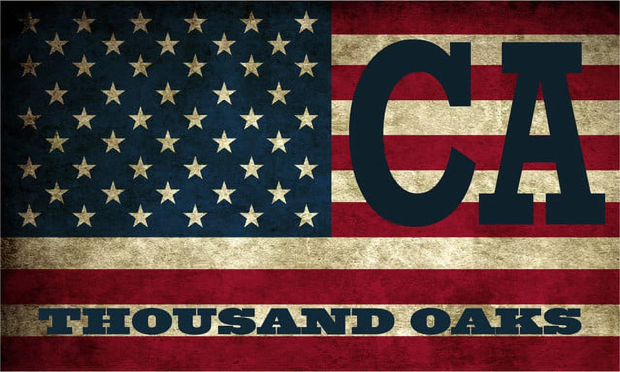 Thousand Oaks CA California Ventura County Vintage US Flag Decal Bumper Sticker 3M Vinyl 3