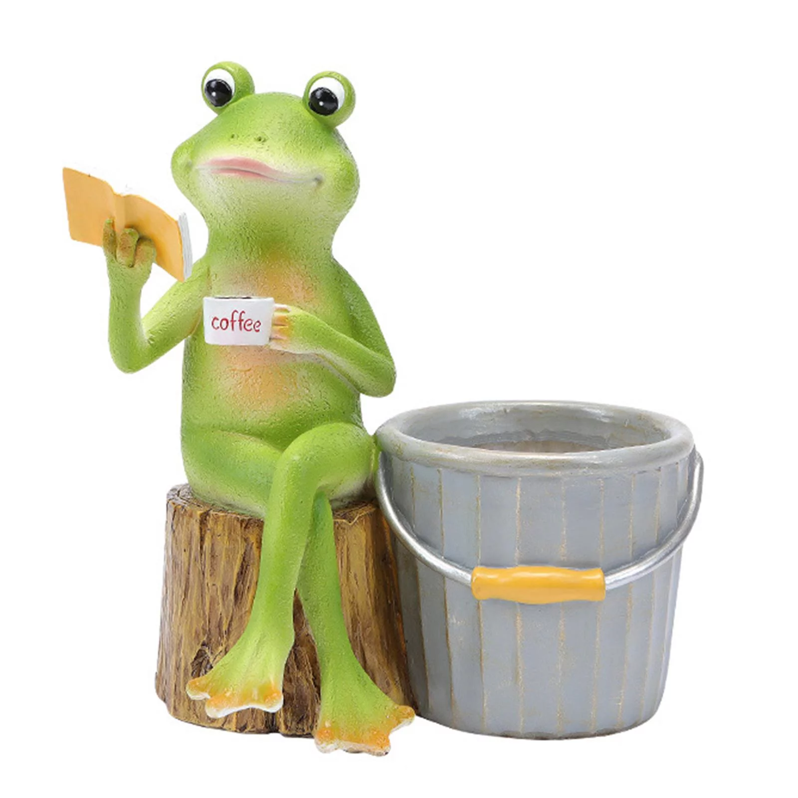 Frog Planters Pot Handpainted Resin Decorative Lovely Frog Flowerpots for Indoor