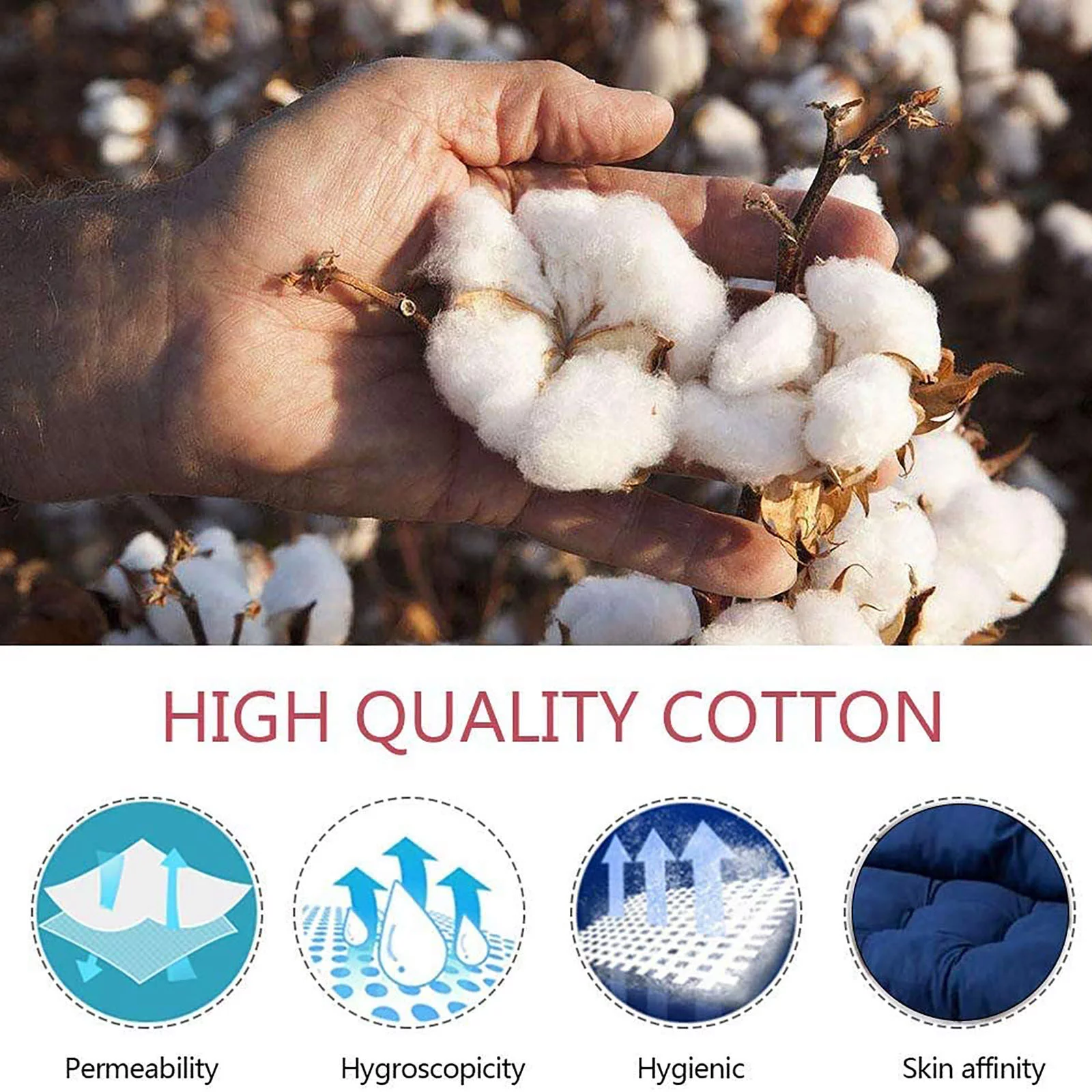 Rocking Chair Cushion Set 2 Piece Non-Slip Seat/Back Soft Patio Chaise