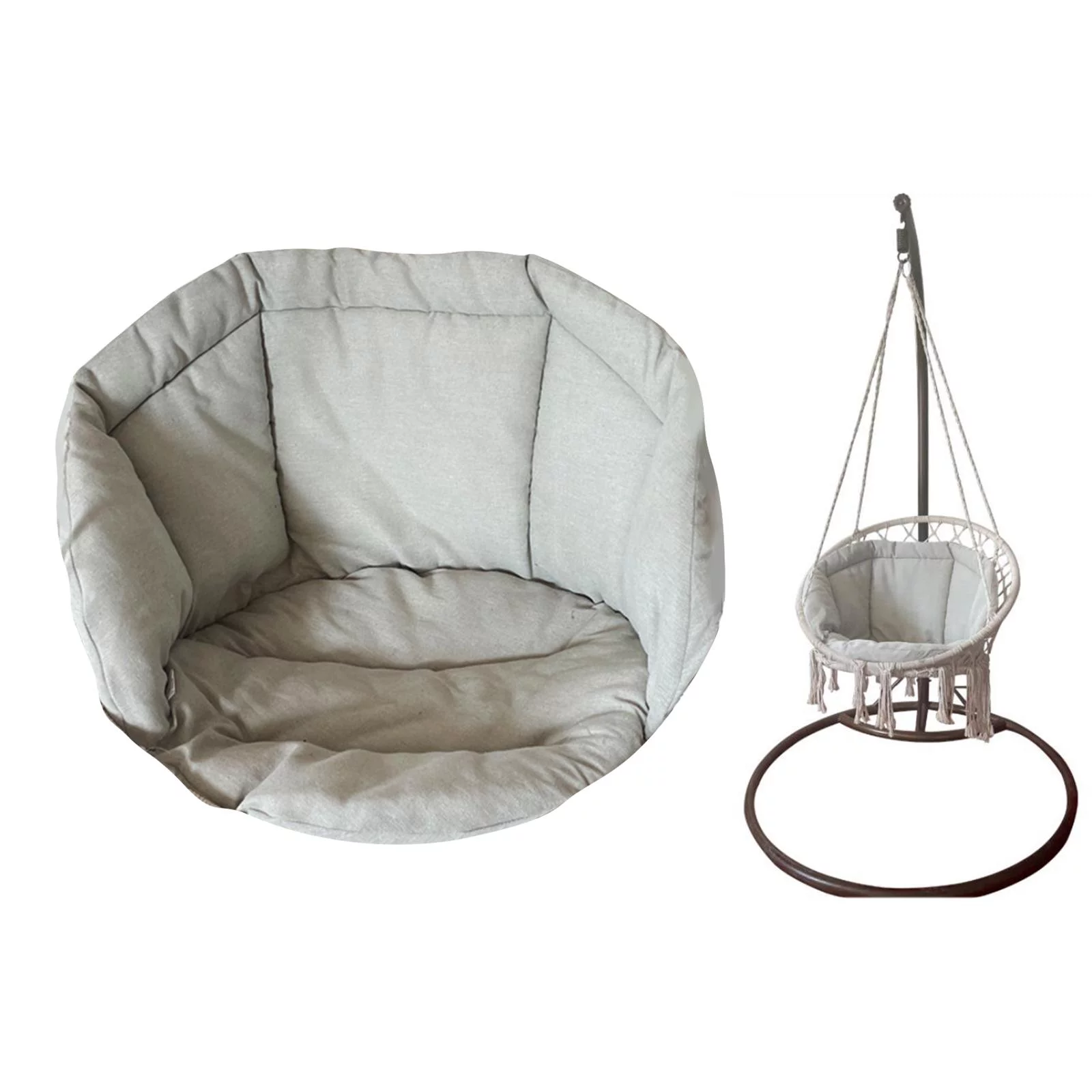 CUTICATE Swing Chair Seat Cushion Garden Rocking Hammock Cradle Pads Wicker Tear Drop Hanging Chair Home Bedroom Yard Deck Gray