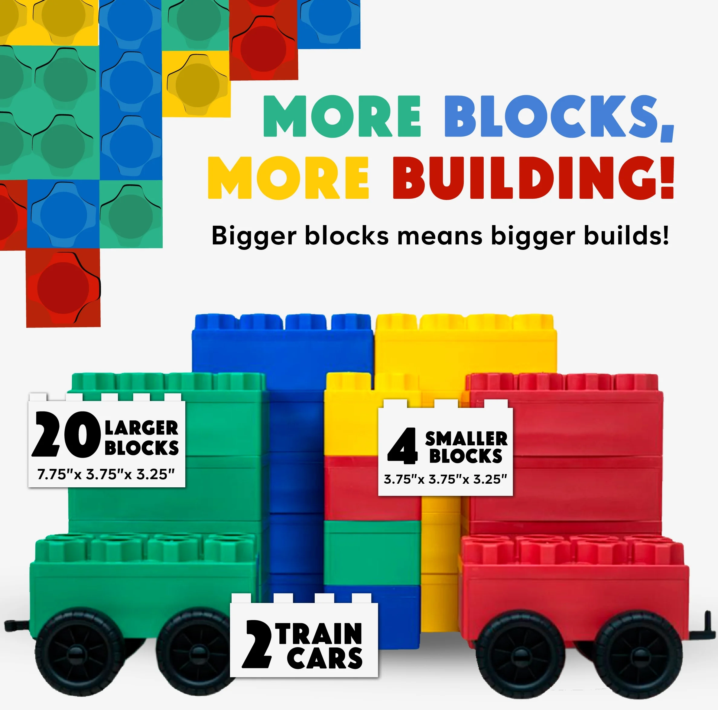 BiggoBlocks Jumbo Blocks — Big Blocks for Kids Ages 3-8 — Indoor & Outdoor Blocks for Kids Jumbo Games — Large Building Blocks (24 pc with 2 cars) Big City Set