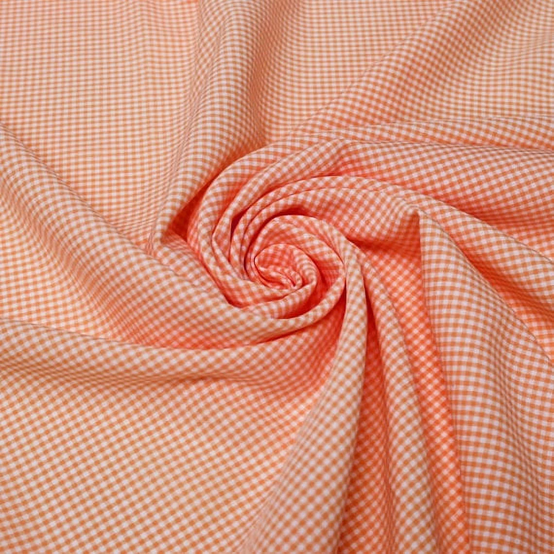FREE SHIPPING!!! Orange Mini Checkered Gingham Poly Poplin Woven Fabric by the Yard