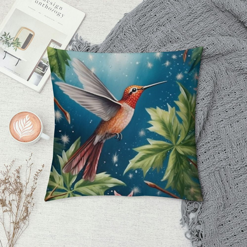 COMIO  Vintage Birds Outdoor Throw Pillow Covers Colorful Hummingbird with Tropical Leaves Summer Decorative Cushion Cases Home Décor for Couch Bed Sofa (Hum)