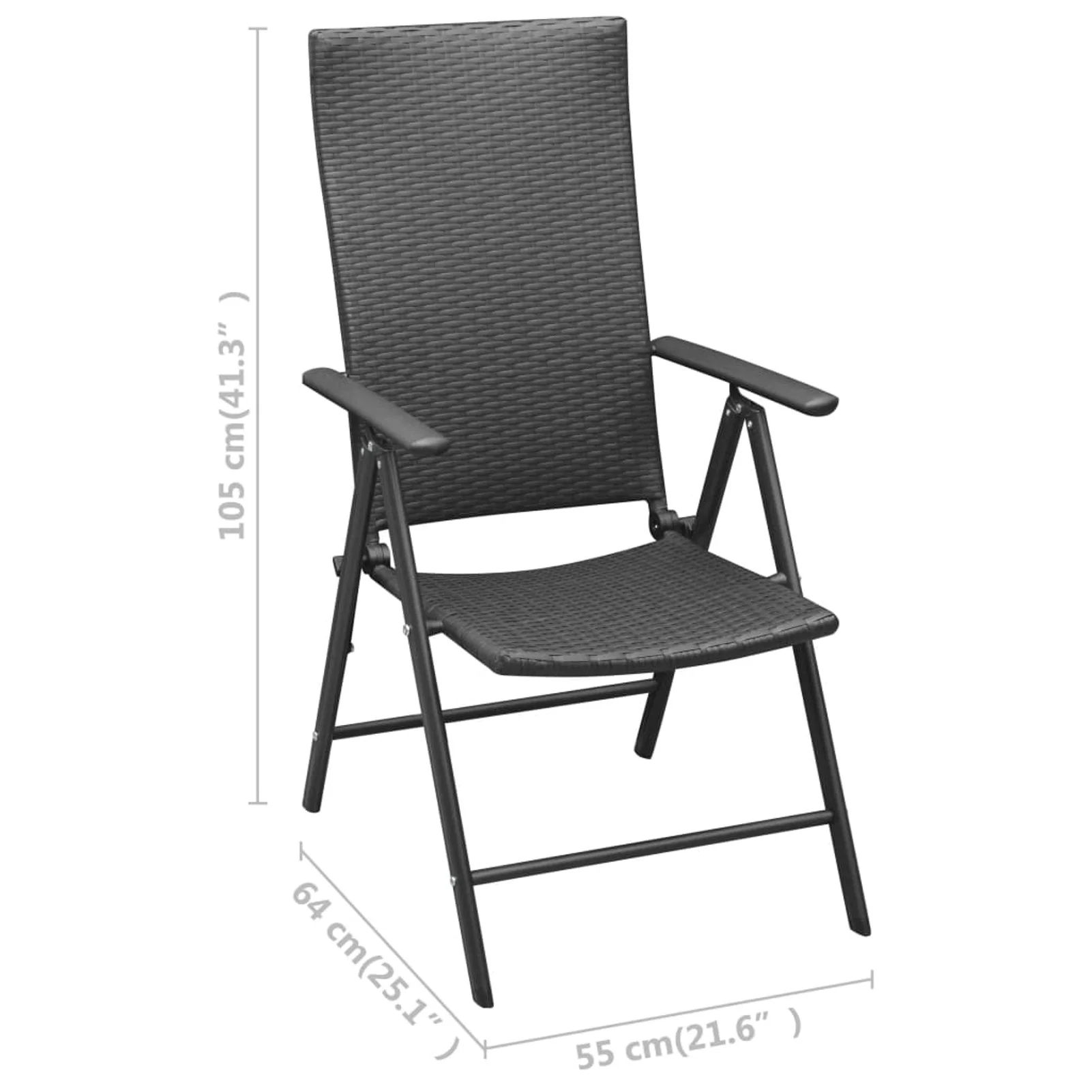 Tomshoo Stackable Patio Chairs 2 pcs Poly Rattan Black
