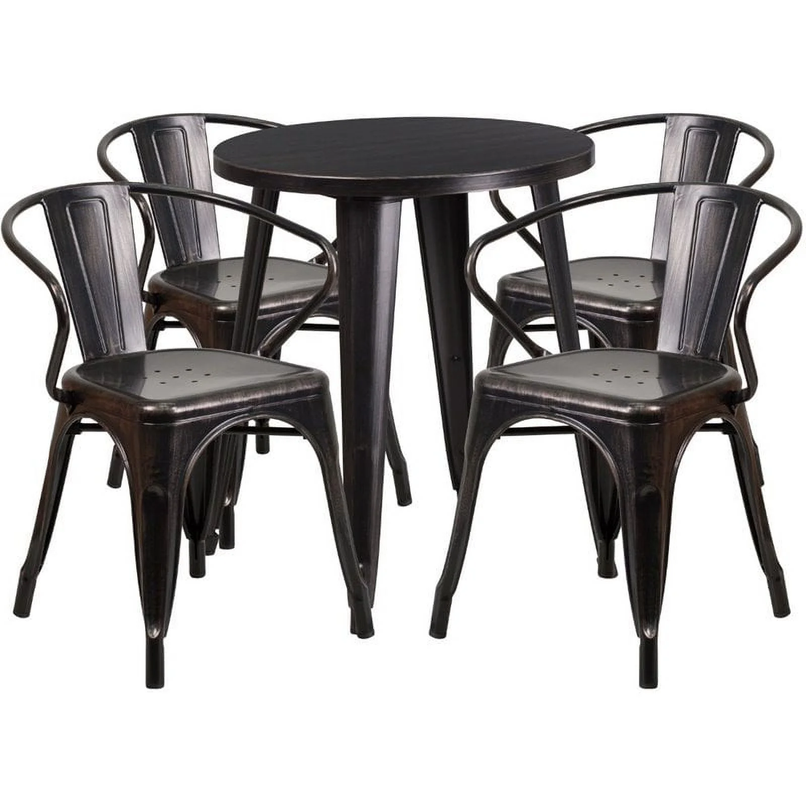 Scranton & Co Round Metal Patio Dining Set in Antique Black