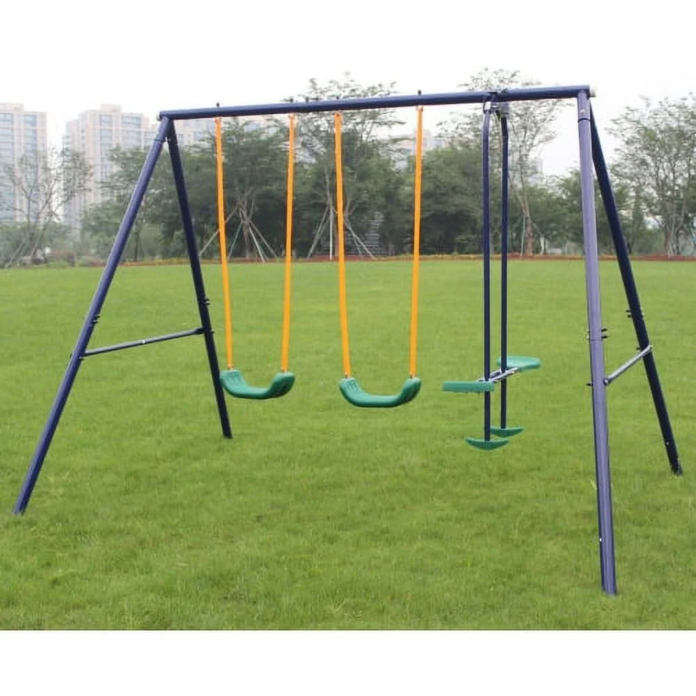 Goldmeet Metal Swing Set Outdoor with Glider for Kids, Toddlers, Children