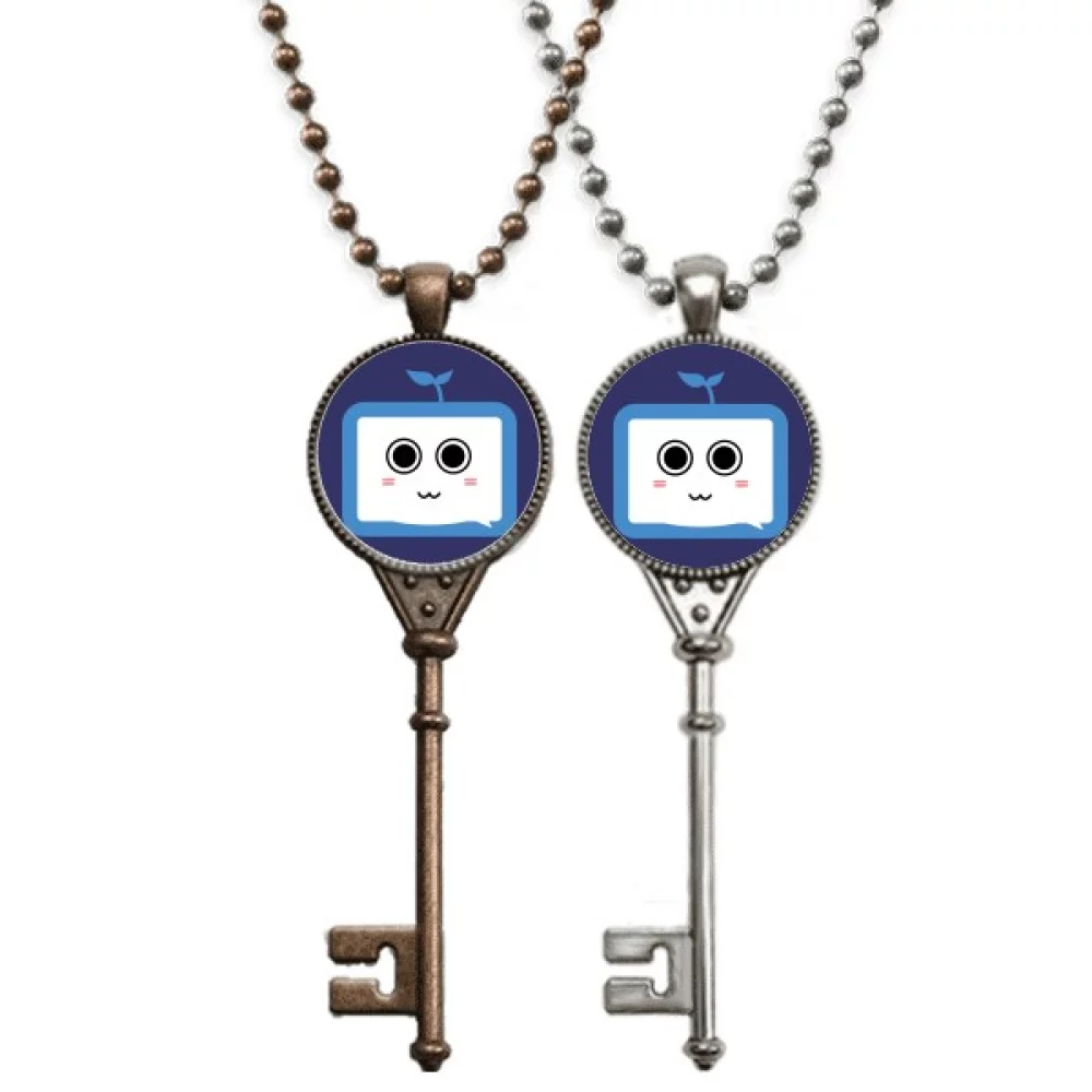 Saplings Cute Small TV Face Original Key Necklace Pendant Jewelry Couple Decoration