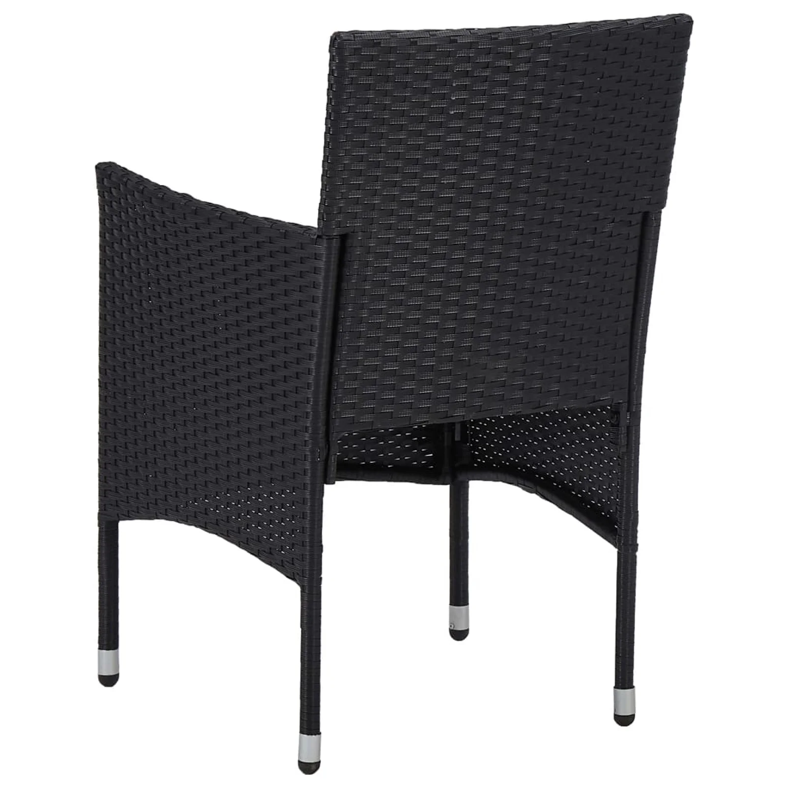 moobody Patio Dining Chairs 2pcs Poly Rattan Black
