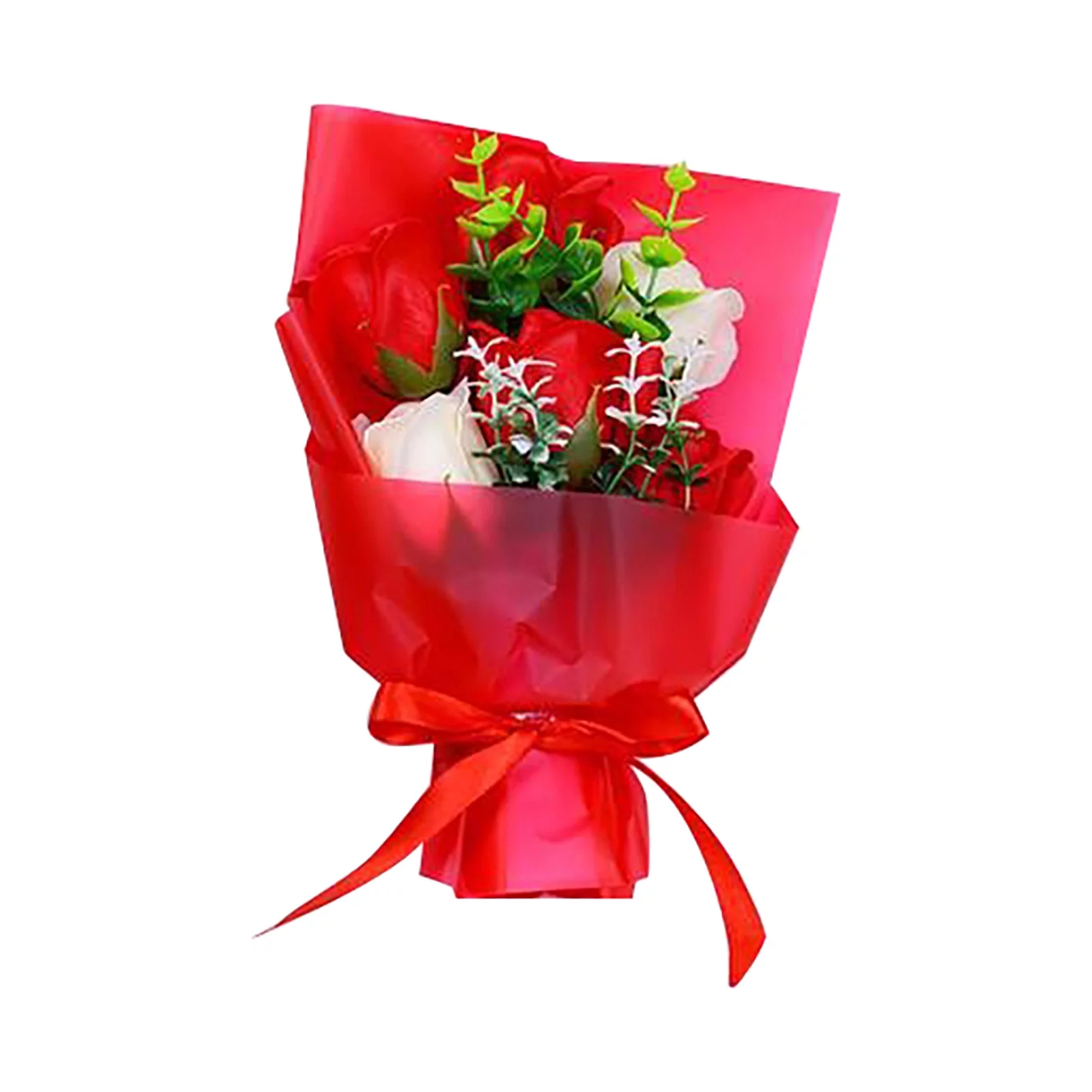 Yeetfub Faux flowers Silk Flowers Simulation Flower Holding Bouquet 6 Rose Soap Bouquet Gift Box Mother's Day Gift for Window Garden Office Patio Planter Pathway Front Porch