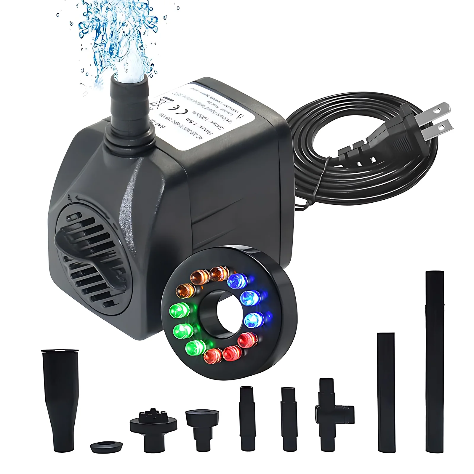 Pump,Pump With Fish Pond Nozzle 1000l/h Pump With Nozzle 1000l/h And Suction Cup Max 4.9ft Lift Pump Fish Submersible Water Pump Lift And Suction 4.9ft Lift And Pond