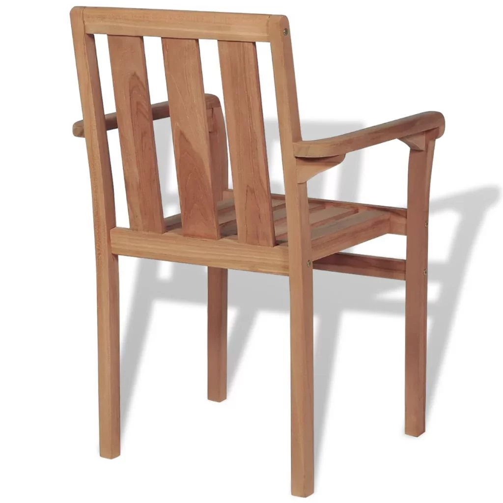 Andoer Stackable Garden Chairs 2 pcs Solid Teak Wood