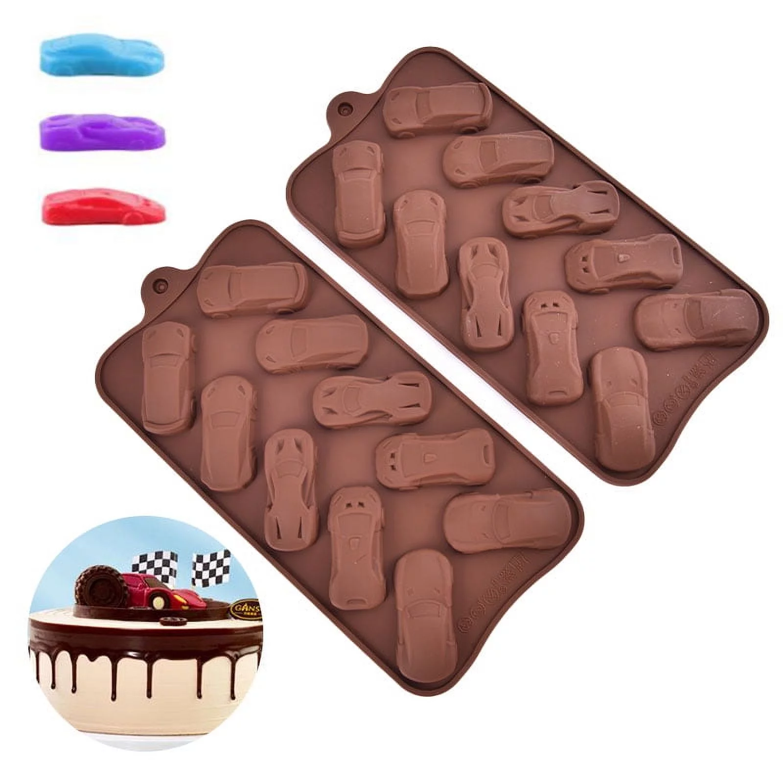 New Chocolate Molds Silicone Cake Mold 10 Cavity Car Shape Wedding Candy Baking