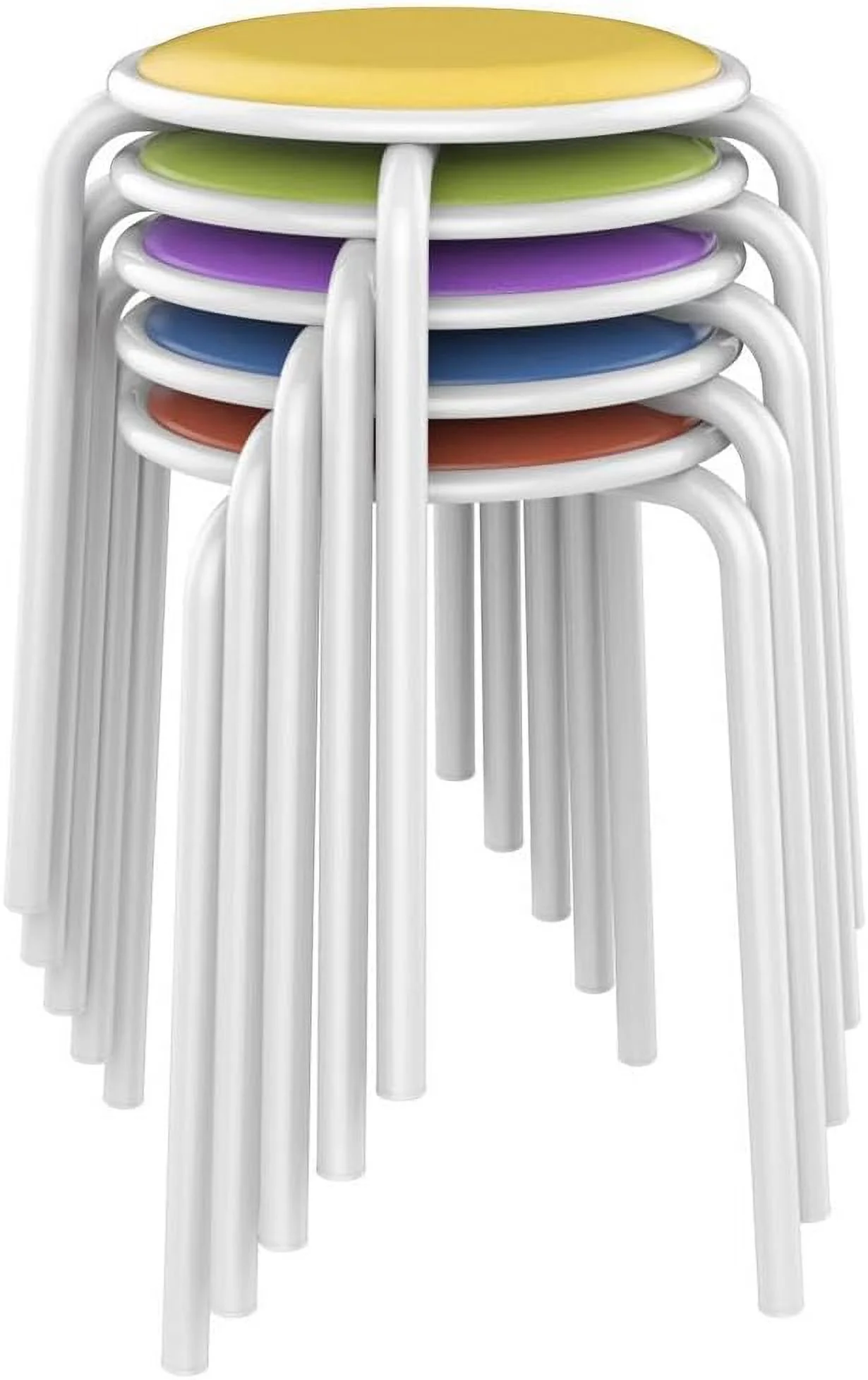 5PCS Metal Stack Nesting Stools with Padded Seats Backless Student Stool for Classroom Home Kitchen 17.7in Height