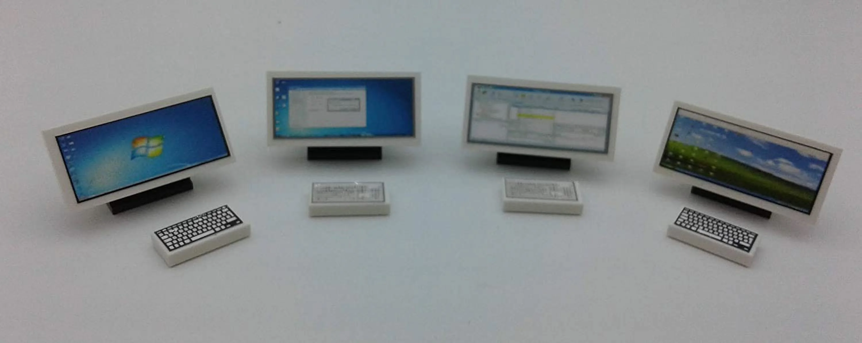 Building Toys Custom Bricks Computers Office Setup Businessman Set Of 4 2X4 Tiles & Keyboards