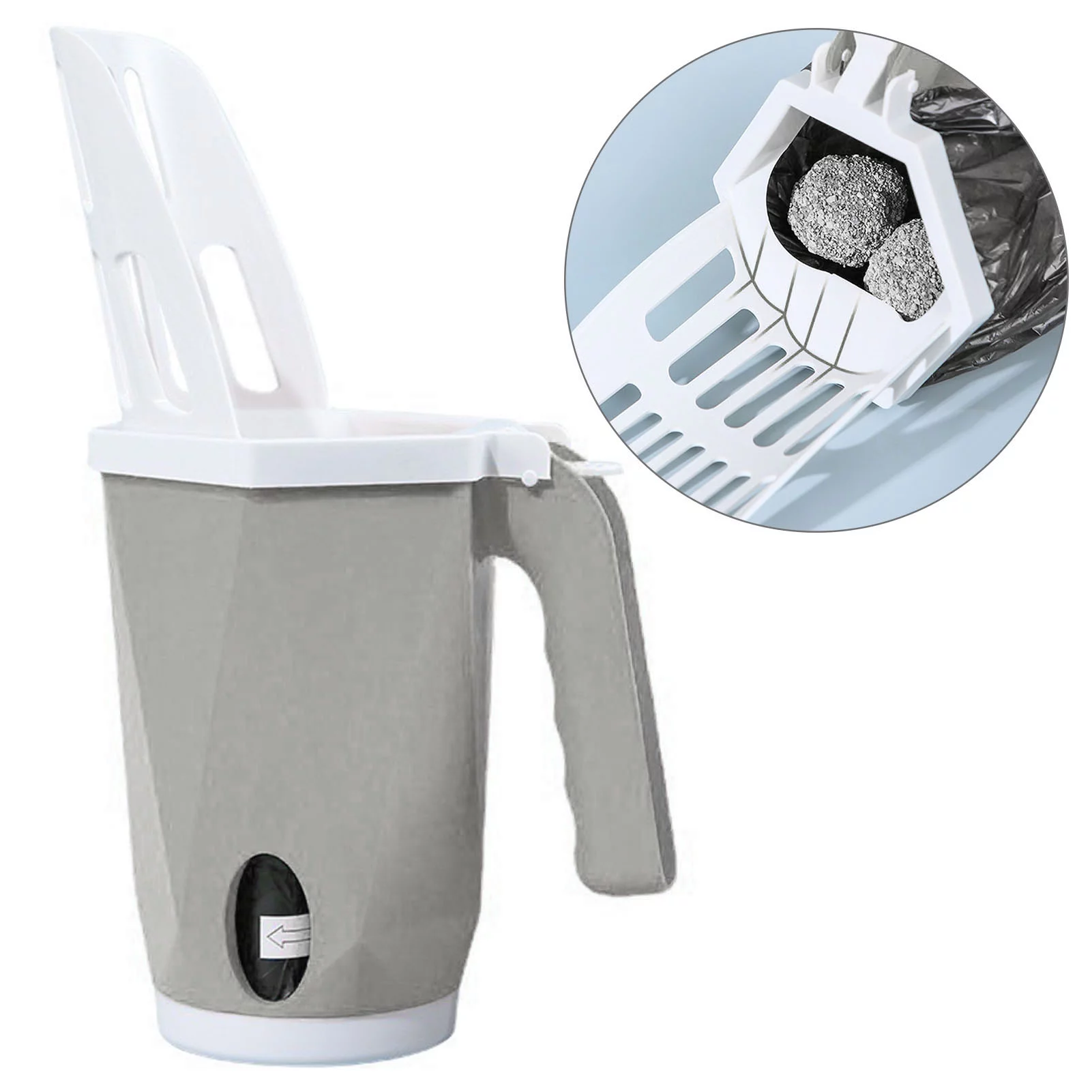 Goldmeet Cat Litter Shovel Detachable Portable Large Capacity Integrated Litter Scooper with Litter Box for Cats Kitten Grey