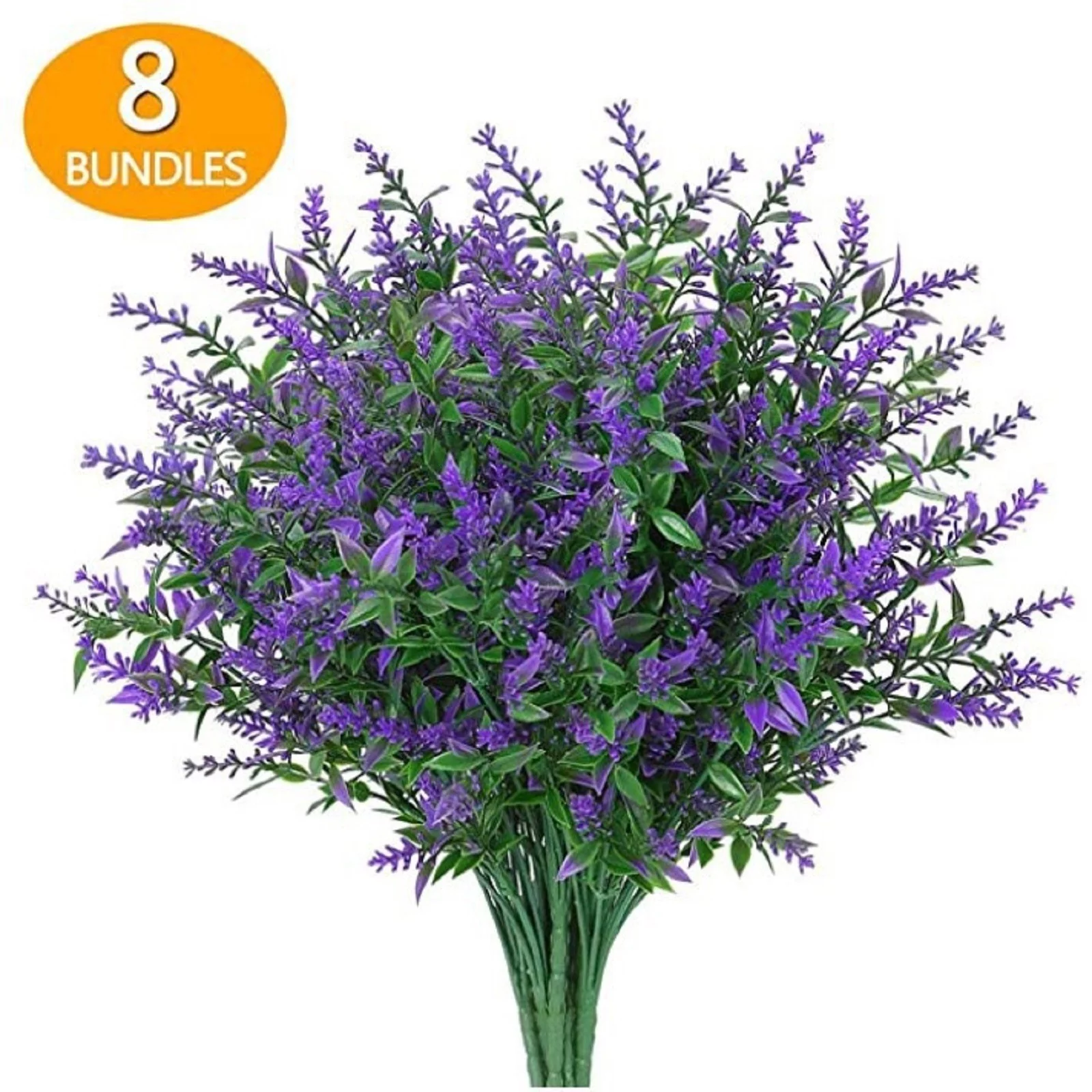 UYUH 8 Bundles Artificial Flowers Outdoor Plants Lavender Artificial Flower Plastic Shrubs Indoor Outside Hanging Decorations